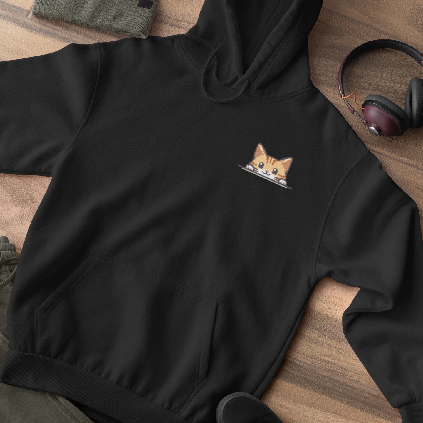 Pixel Peek-a-Boo Cat Hoodie