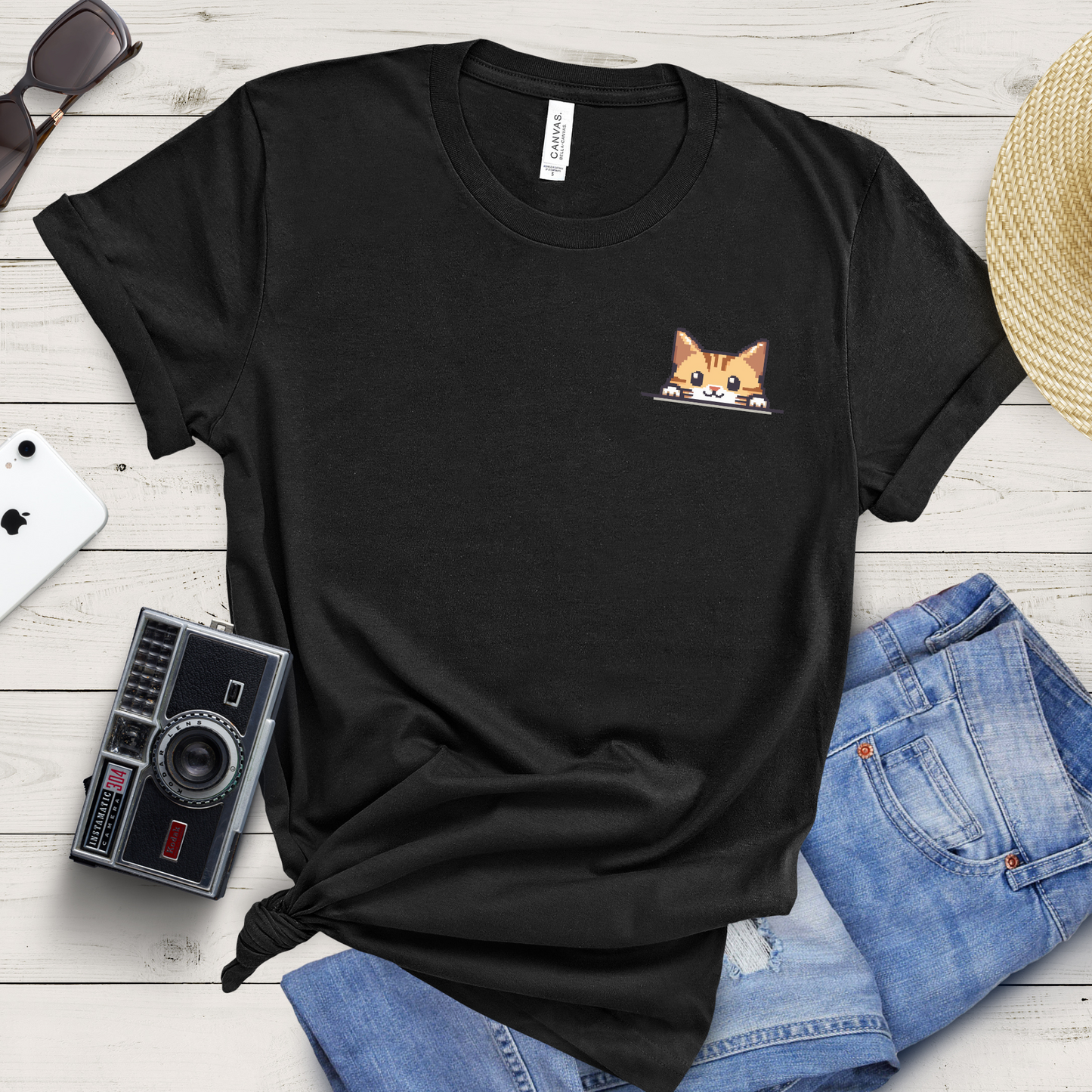 Pixel Peek-a-Boo Cat T-Shirt