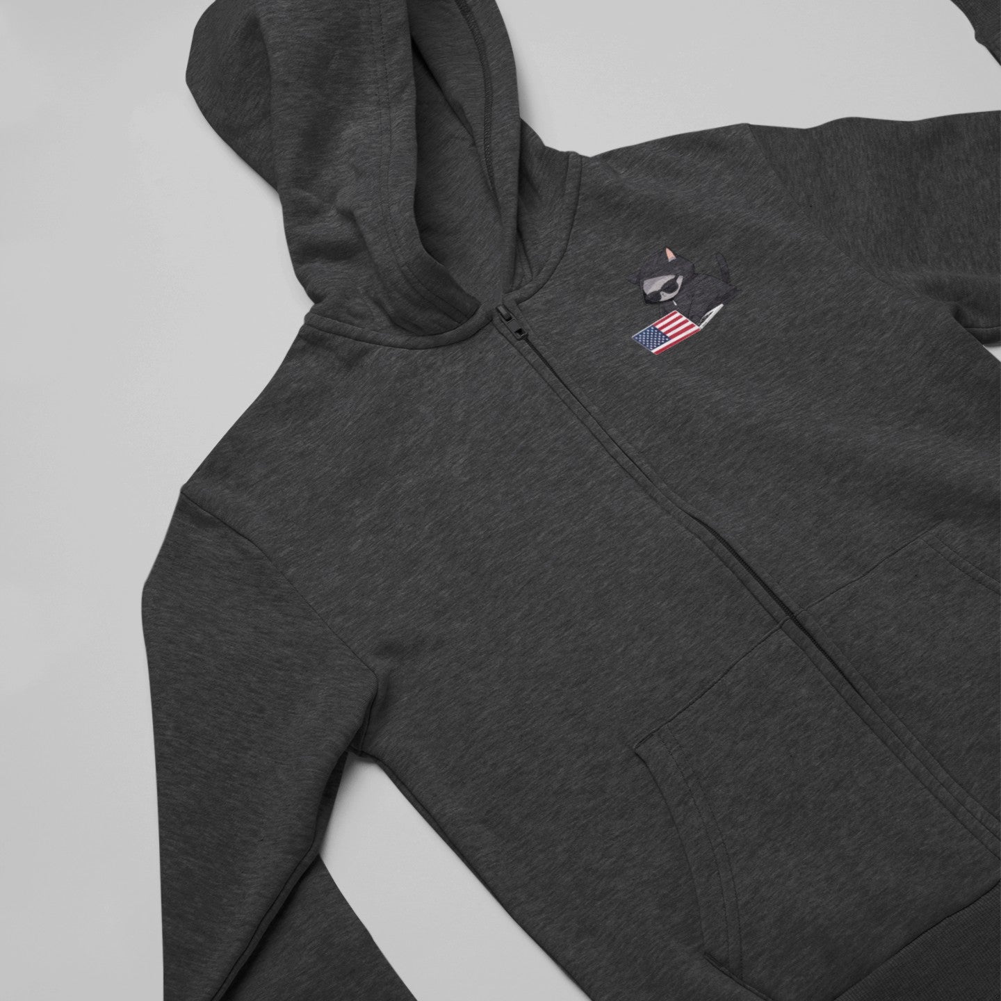 Patriotic Cat Hacker Zip Hoodie