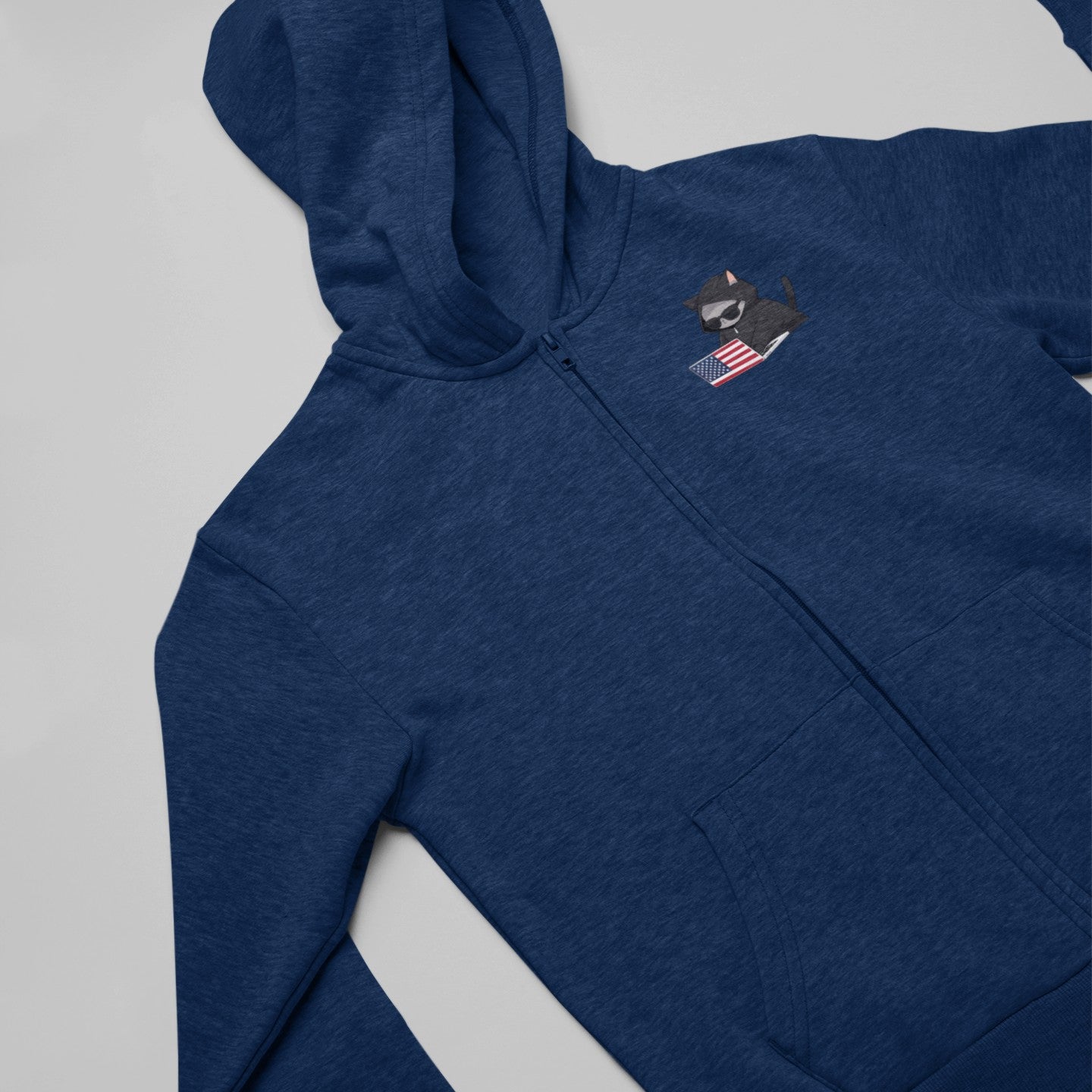 Patriotic Cat Hacker Zip Hoodie