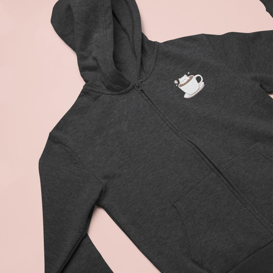 Cuppa Cat Cozy Zip Hoodie