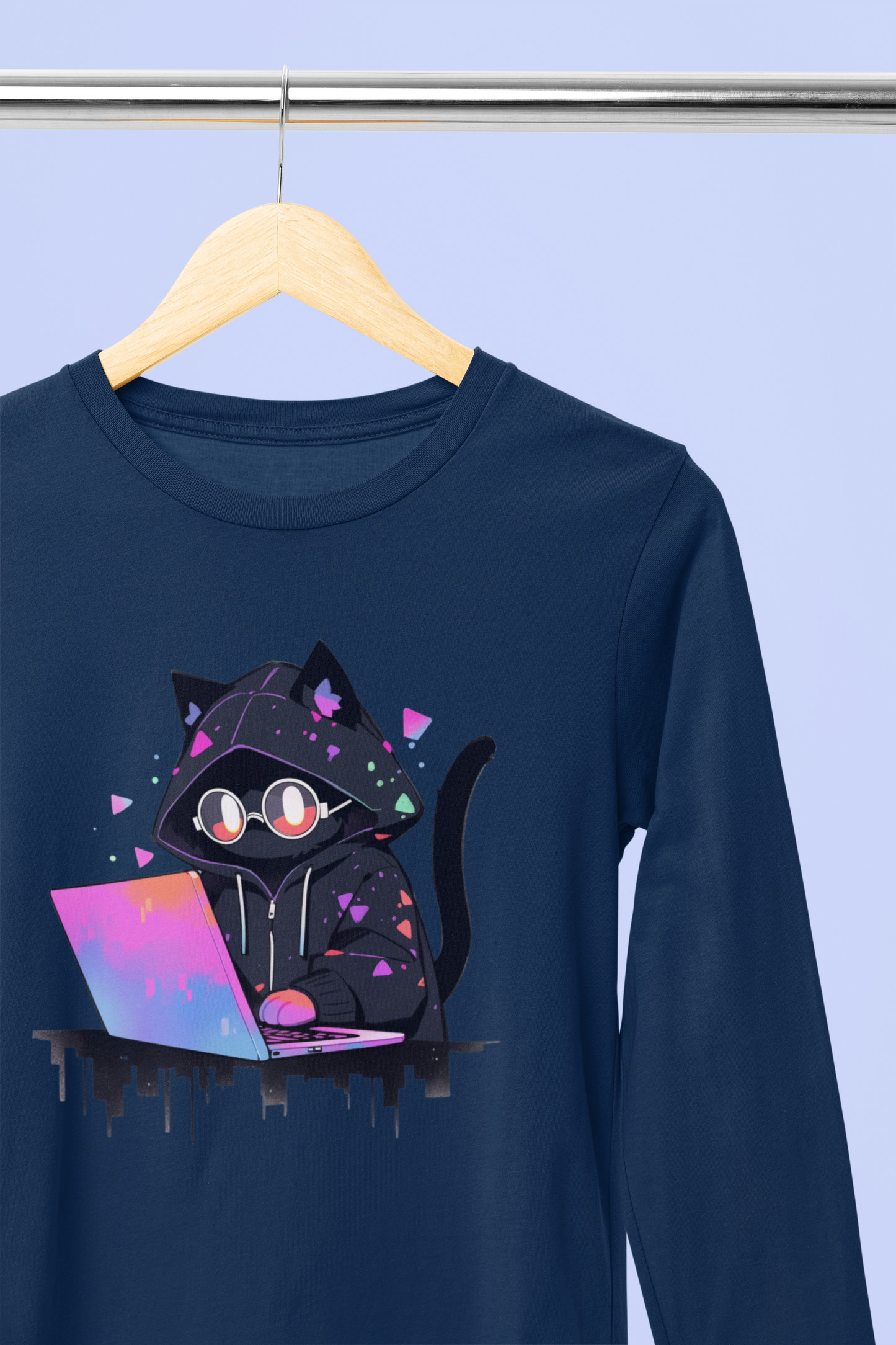 Cyber Cat Vibes Long Sleeve Tee