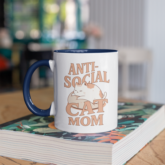 Anti-Social Cat Mom 11oz Ceramic Two Tone Mug