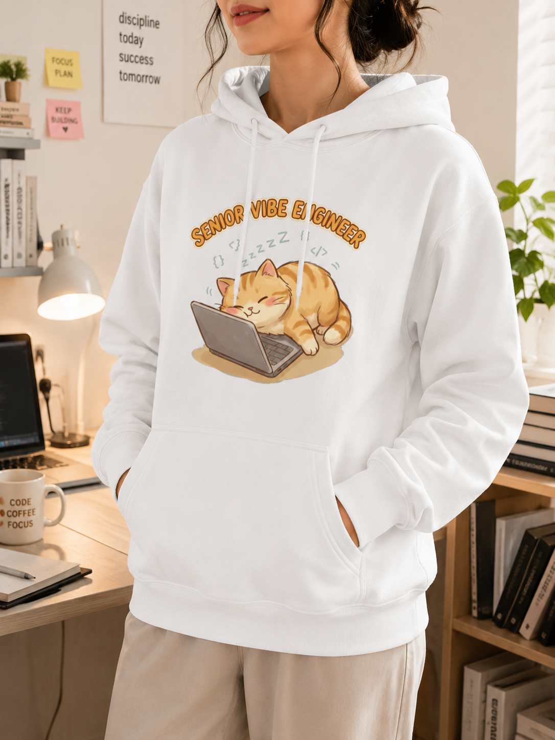 Senior Vibe Engineer Cat Hoodie - Funny Software Engineer Hoodie