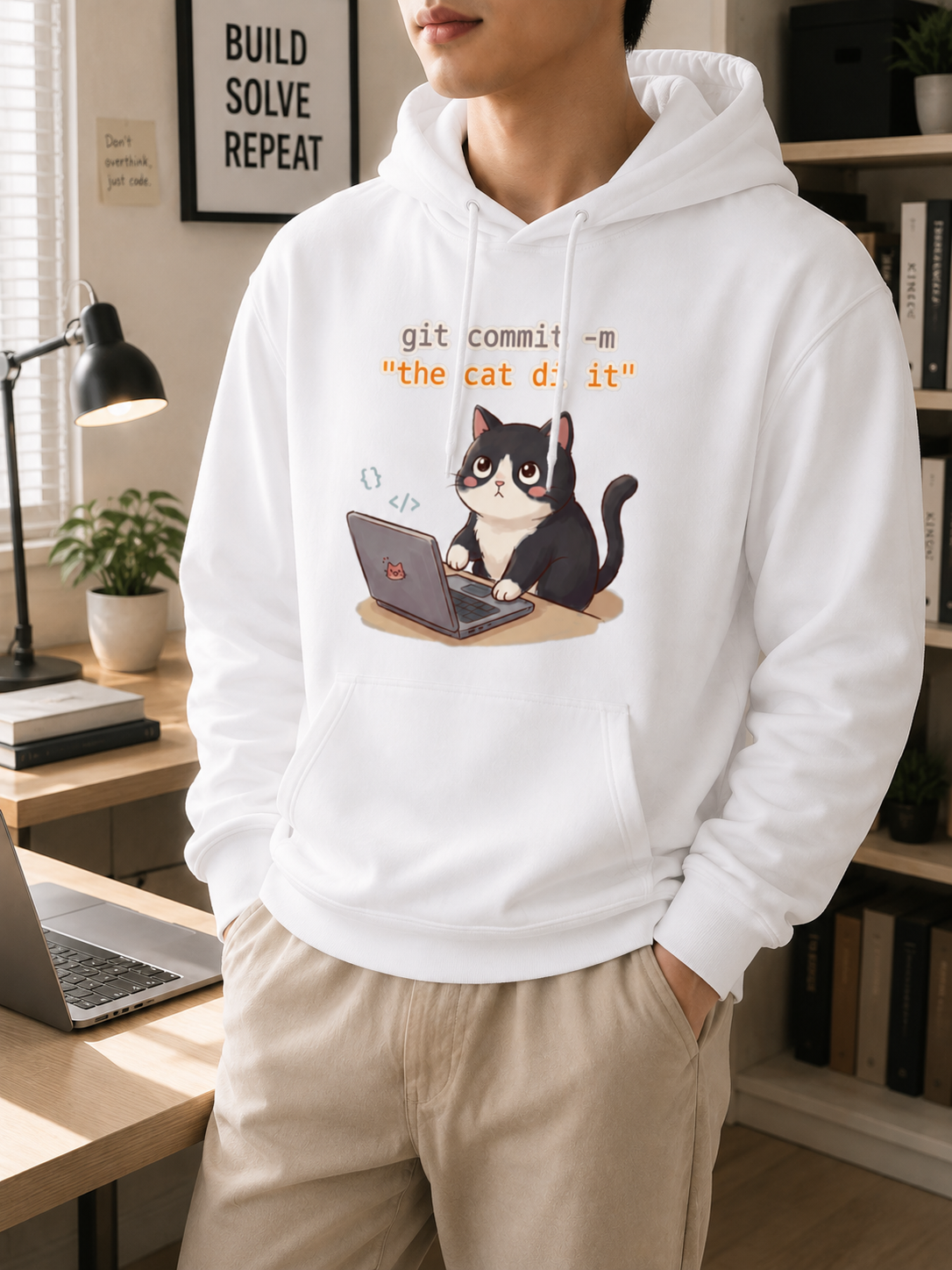 The Cat Did It Git Commit Hoodie - Funny Programmer Hoodie