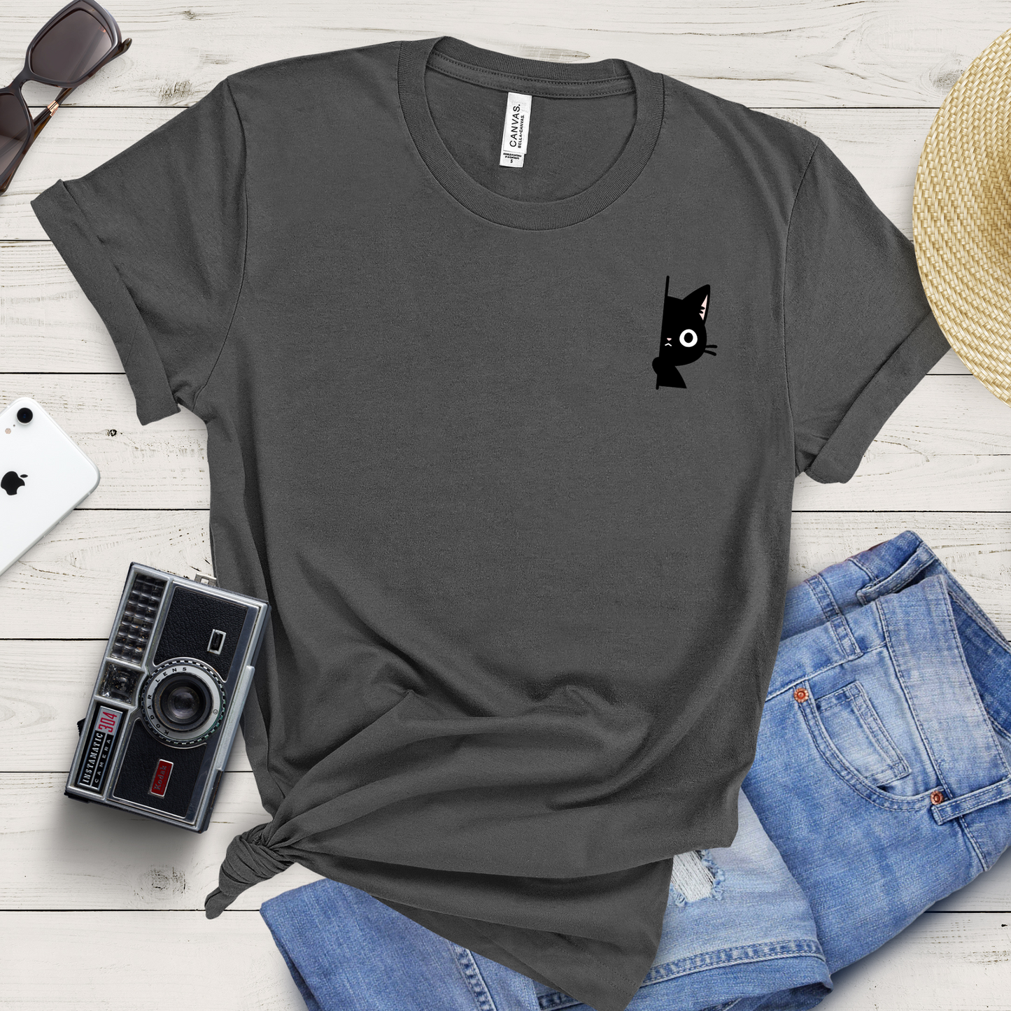 Peekaboo Black Cat T-shirt