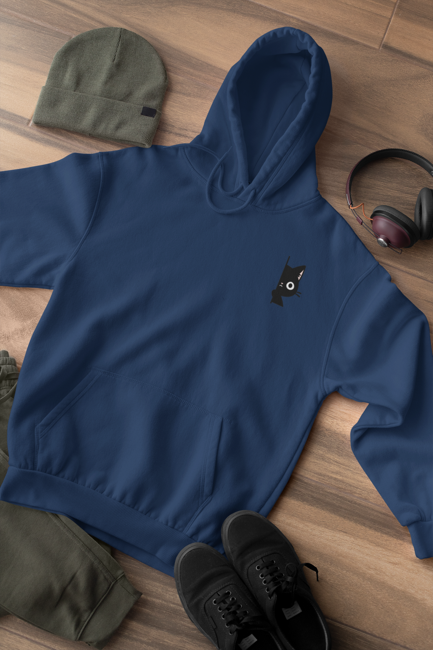 Peekaboo Black Cat Hoodie