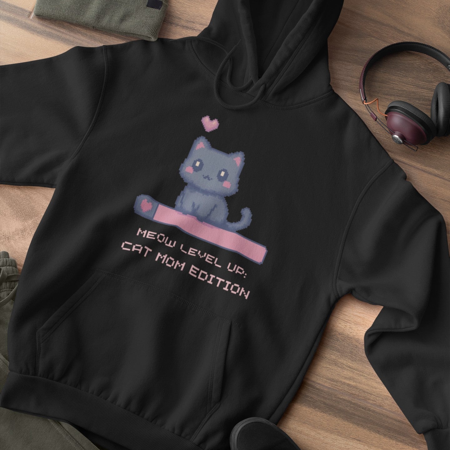 Meow Level Up: Cat Mom Edition Hoodie