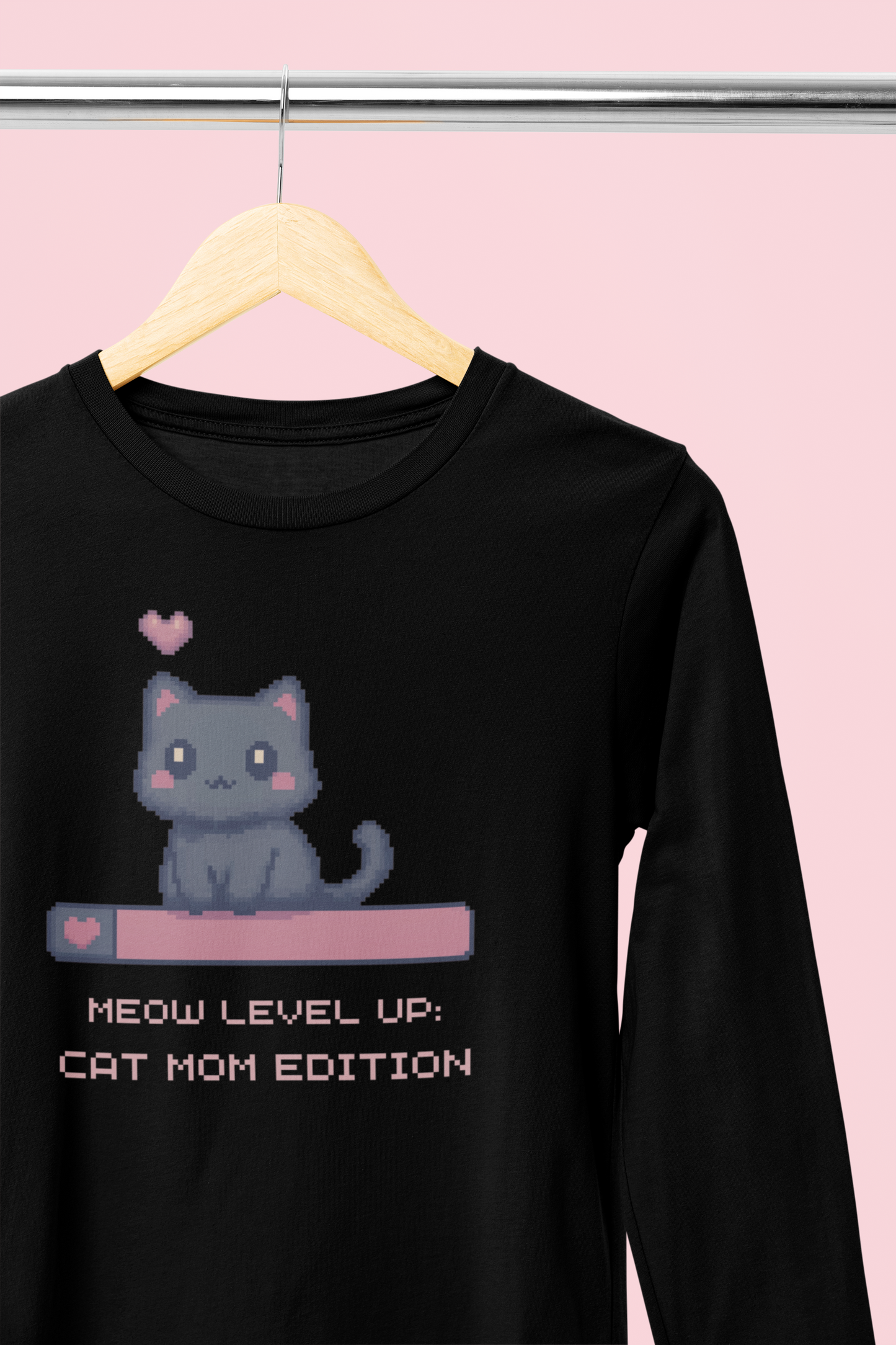 Meow Level Up: Cat Mom Edition Long Sleeve Tee