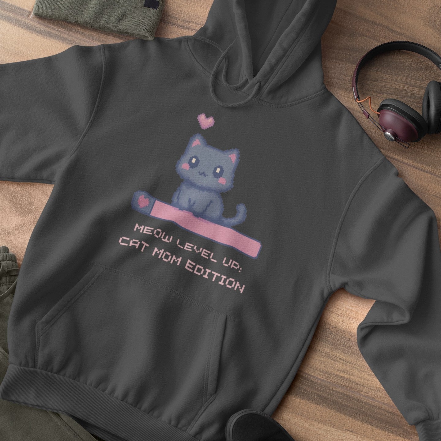 Meow Level Up: Cat Mom Edition Hoodie