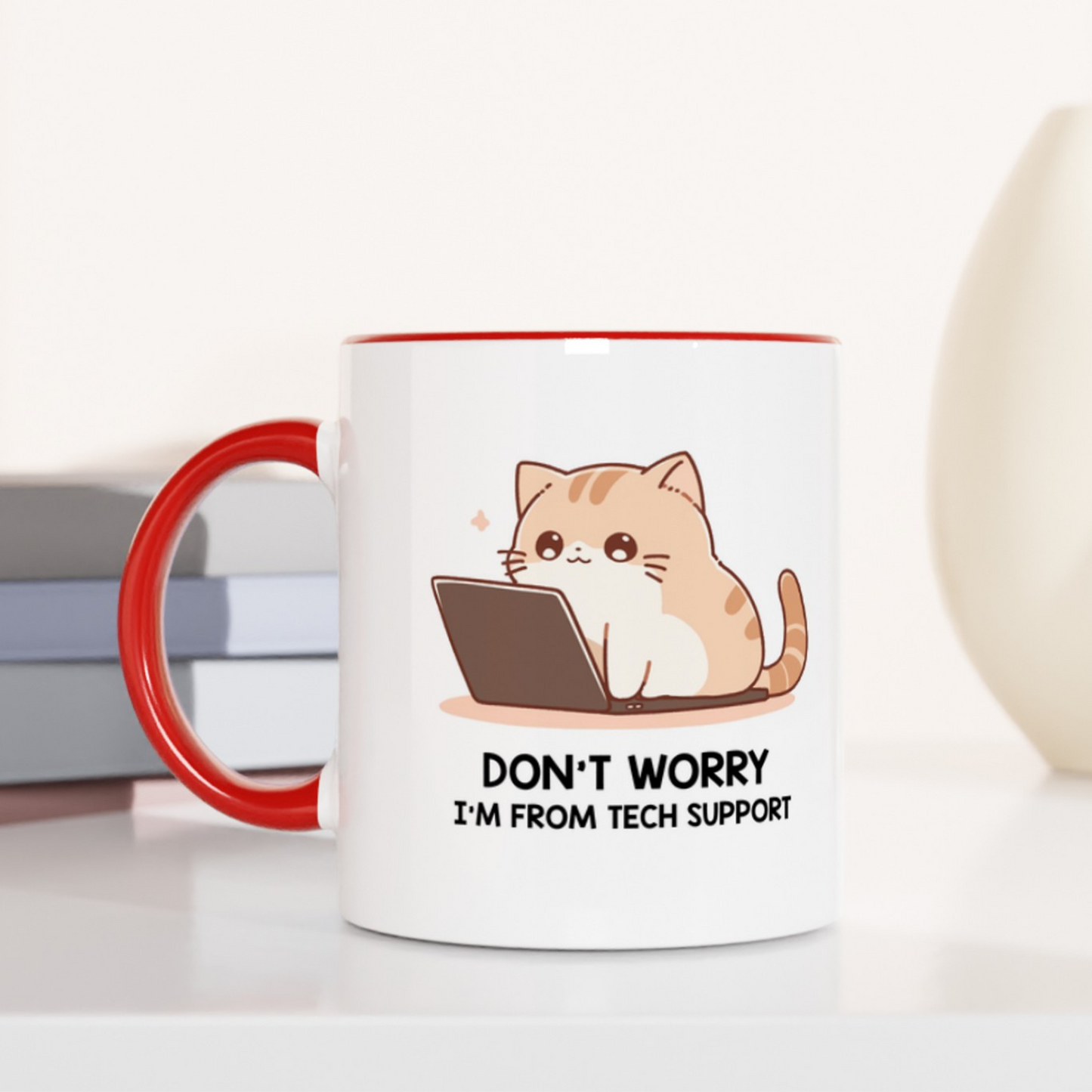 Tech Support Kitty 11oz Ceramic Two Tone Mug