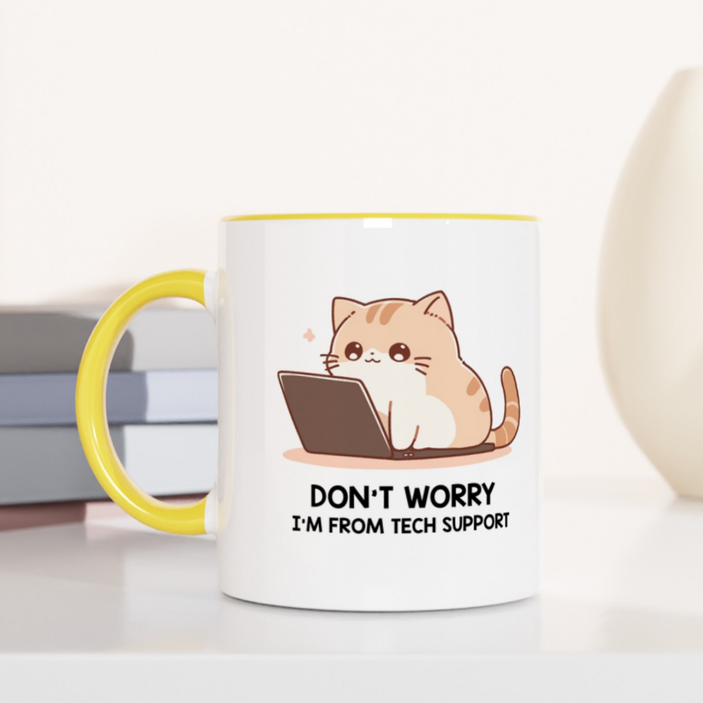 Tech Support Kitty 11oz Ceramic Two Tone Mug