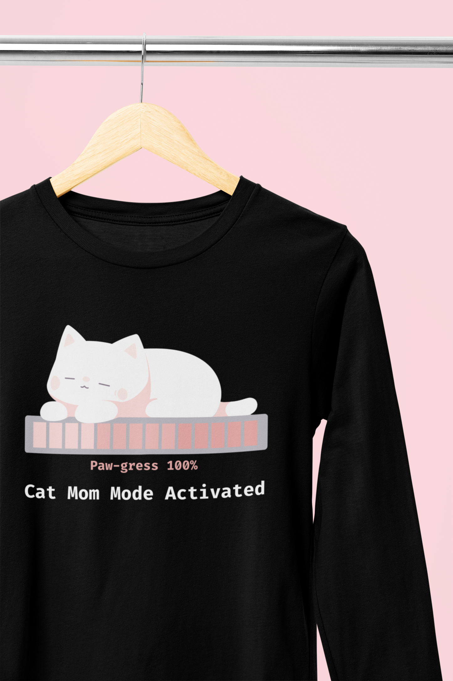 Cat Mom Mode Activated" long sleeve tee