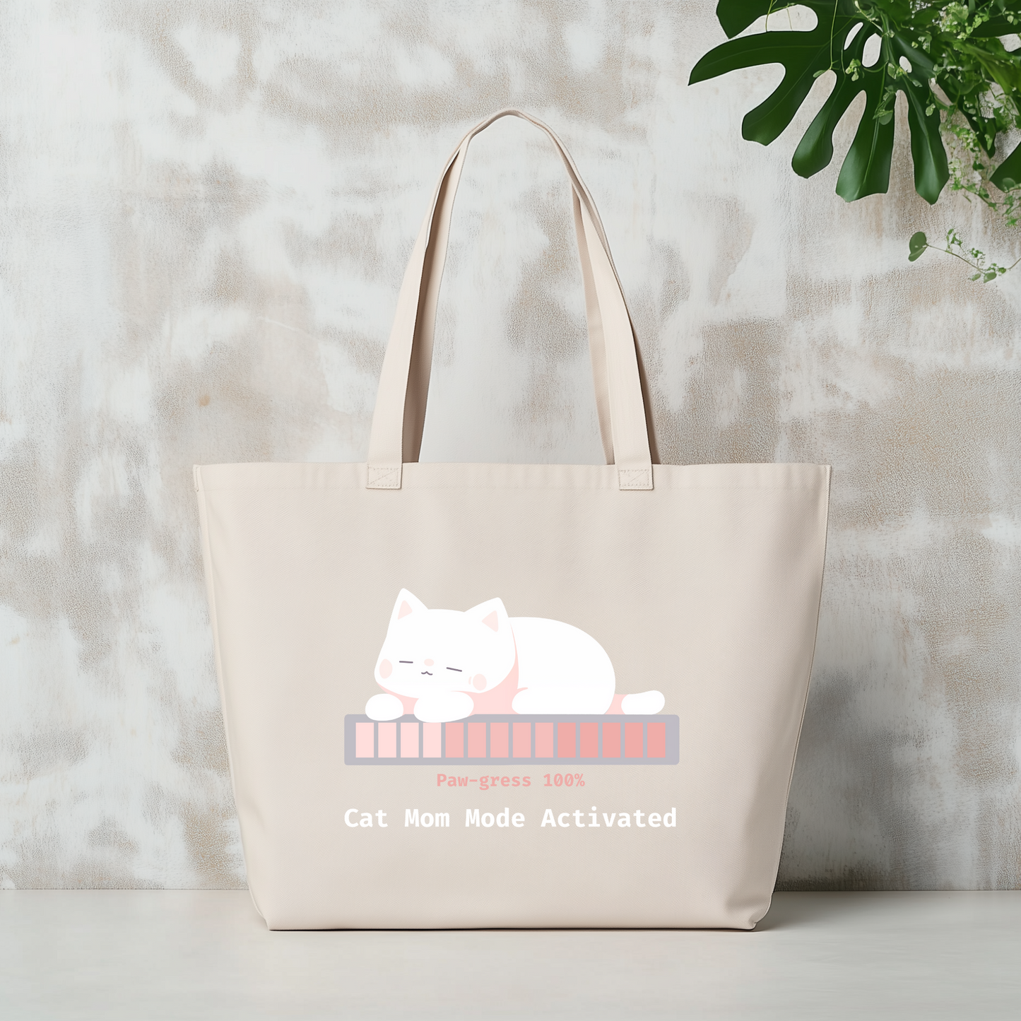 Cat Mom Mode Activated jumbo tote bag