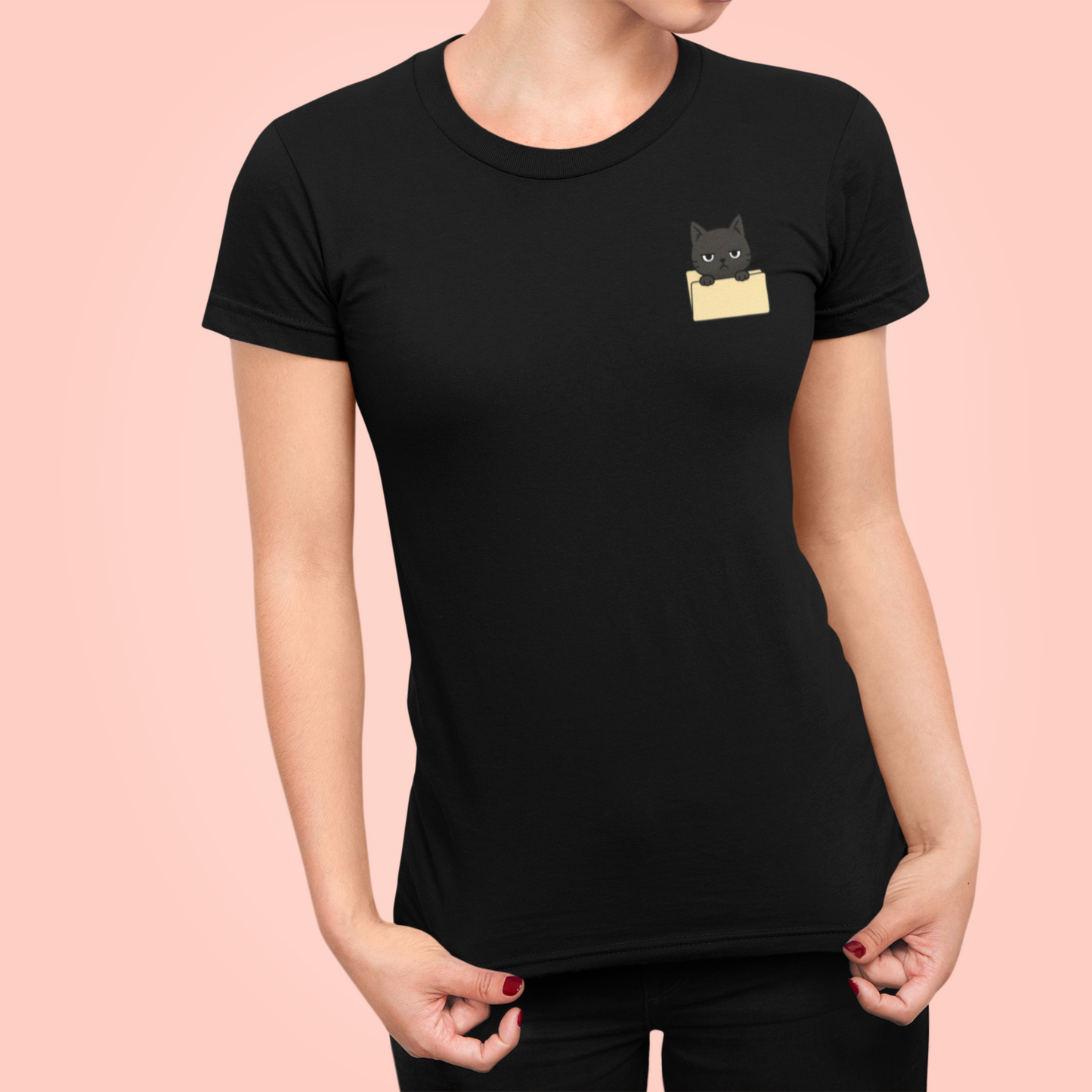 Hidden Folder: Cat Inside Women’s Slim Fit Tee