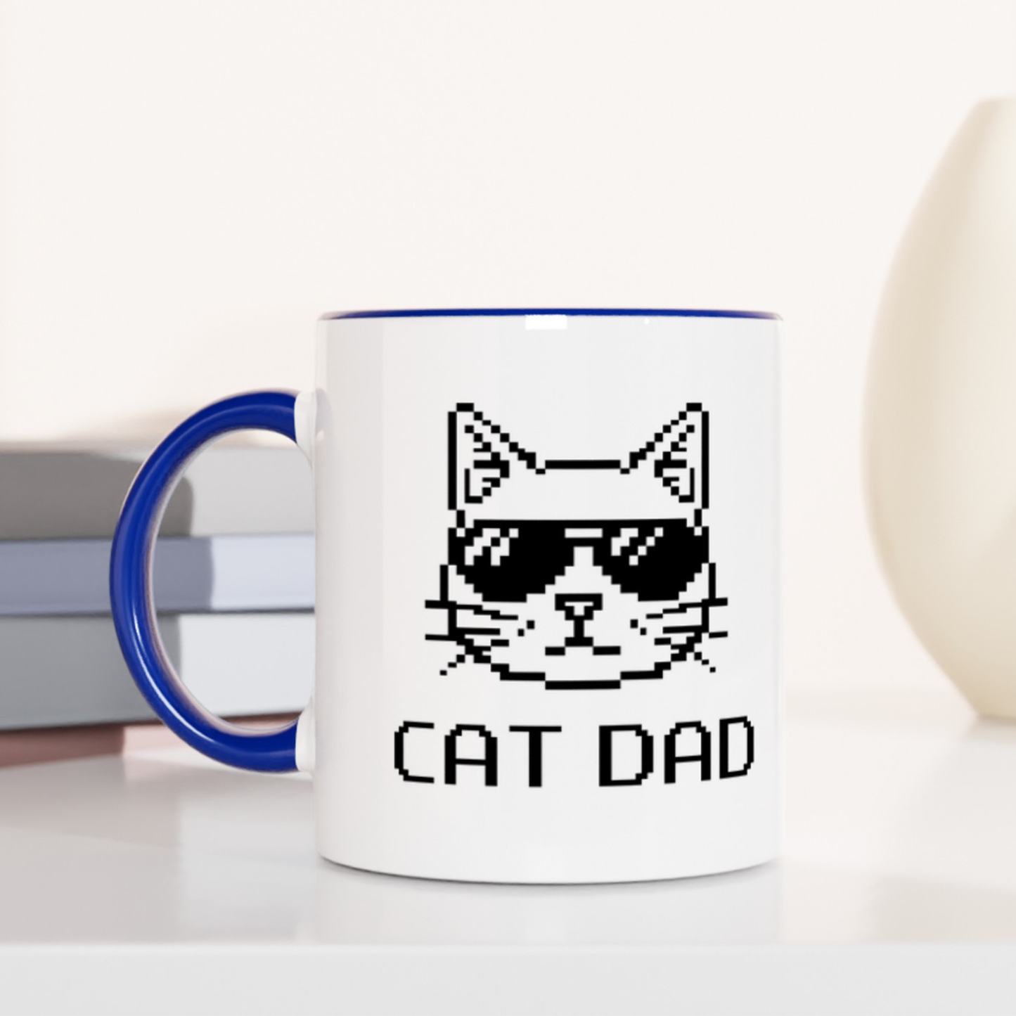 Pixel Cat Dad 11oz Ceramic Two Tone Mug