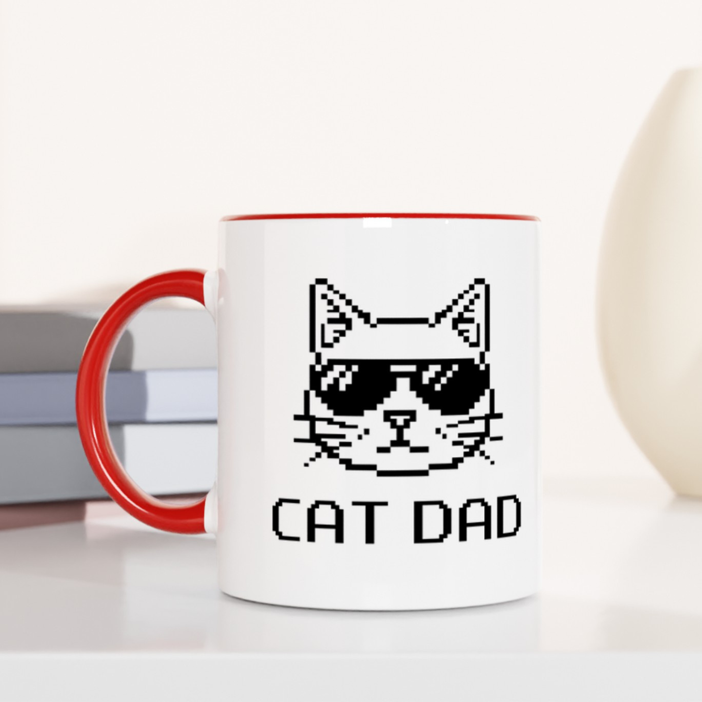 Pixel Cat Dad 11oz Ceramic Two Tone Mug