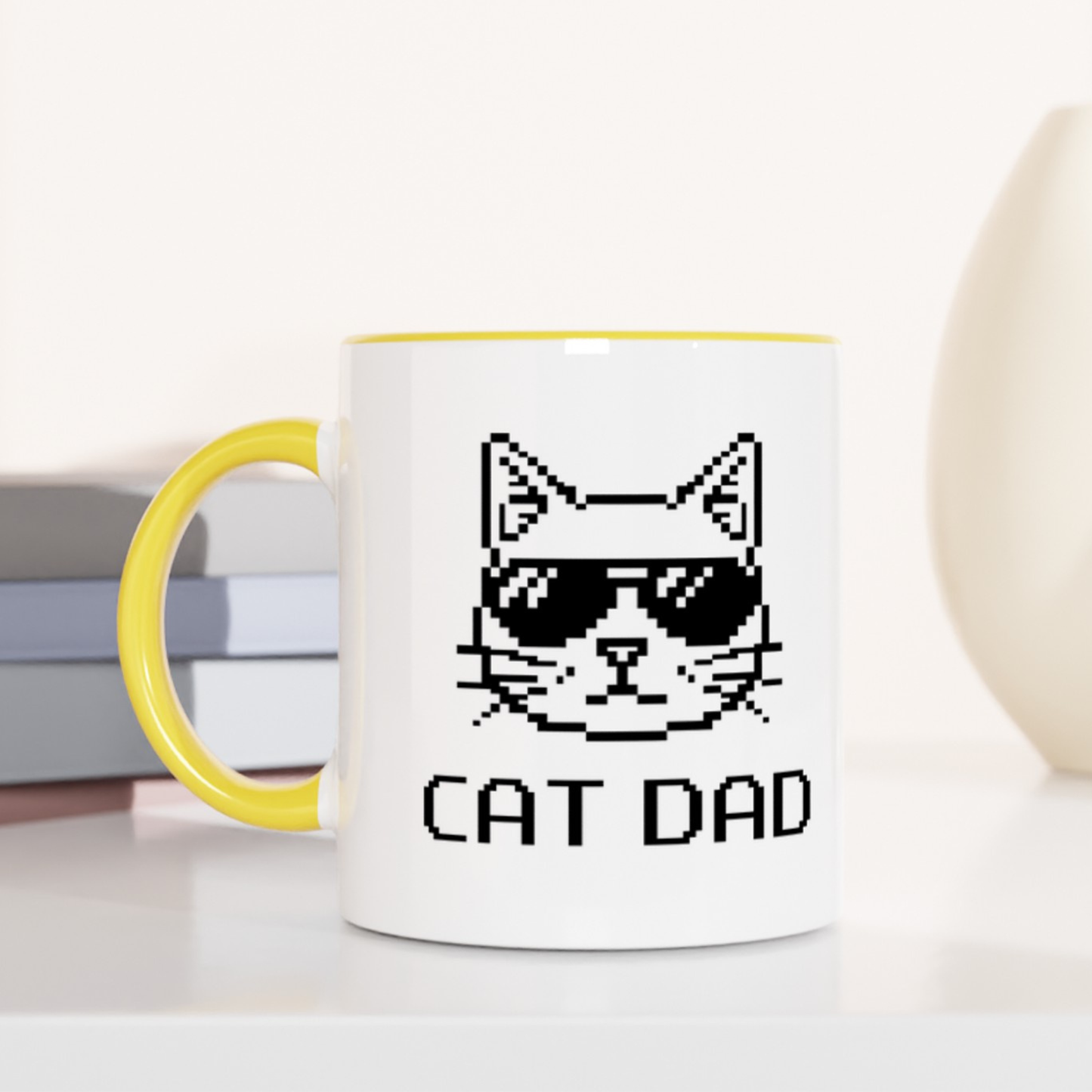 Pixel Cat Dad 11oz Ceramic Two Tone Mug