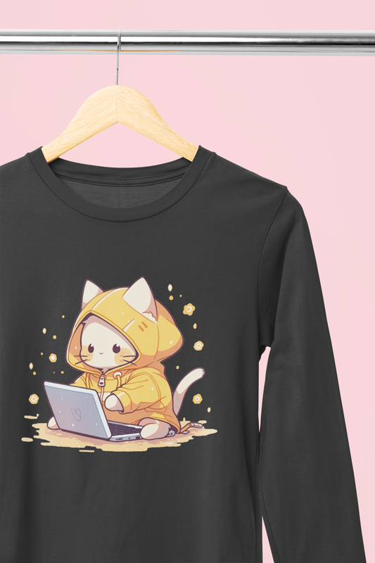 Kawaii Kitty Coder Long Sleeve Tee