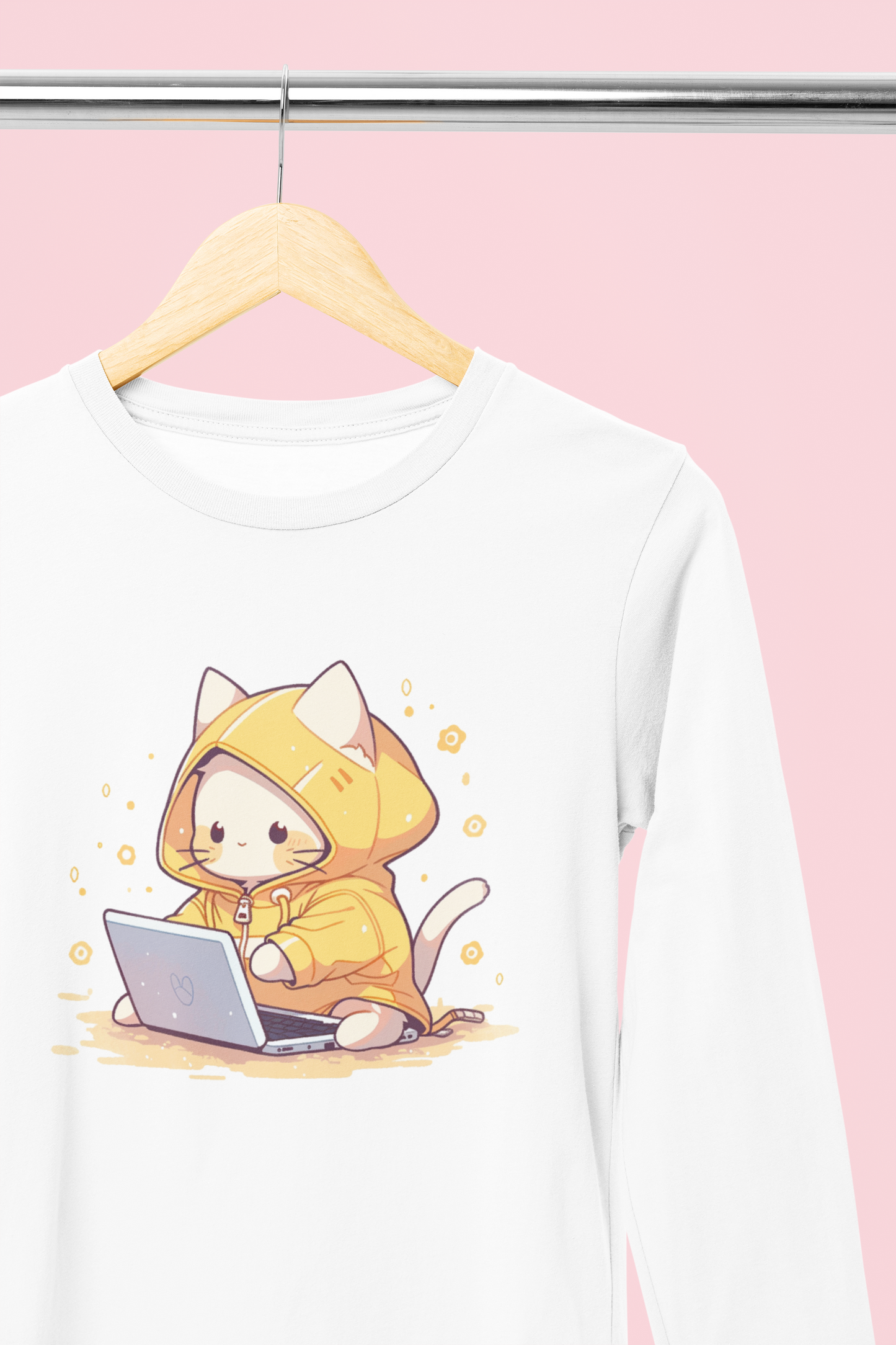 Kawaii Kitty Coder Long Sleeve Tee