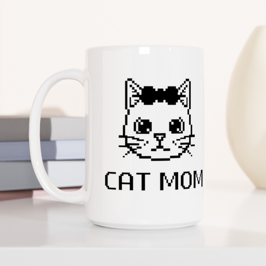 Pixel Cat Mom Coffee Mug