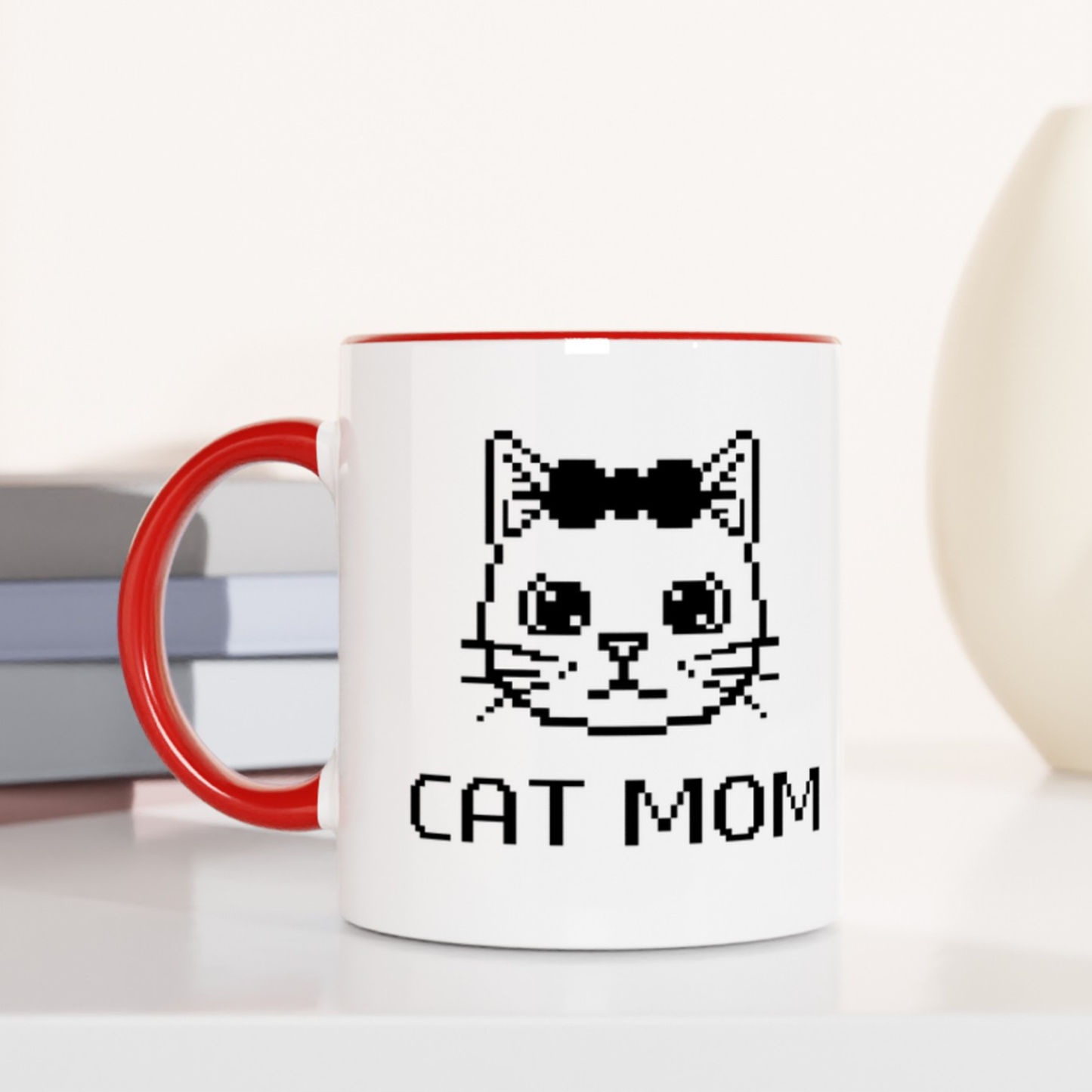 Pixel Cat Mom 11oz Ceramic Two Tone Mug