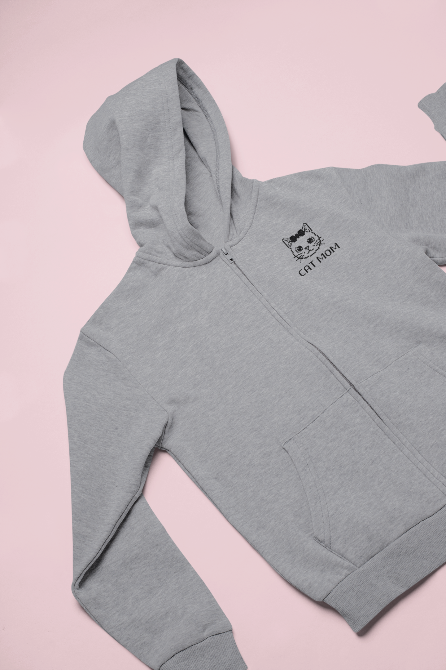 Pixel Cat Mom Zip Hoodie