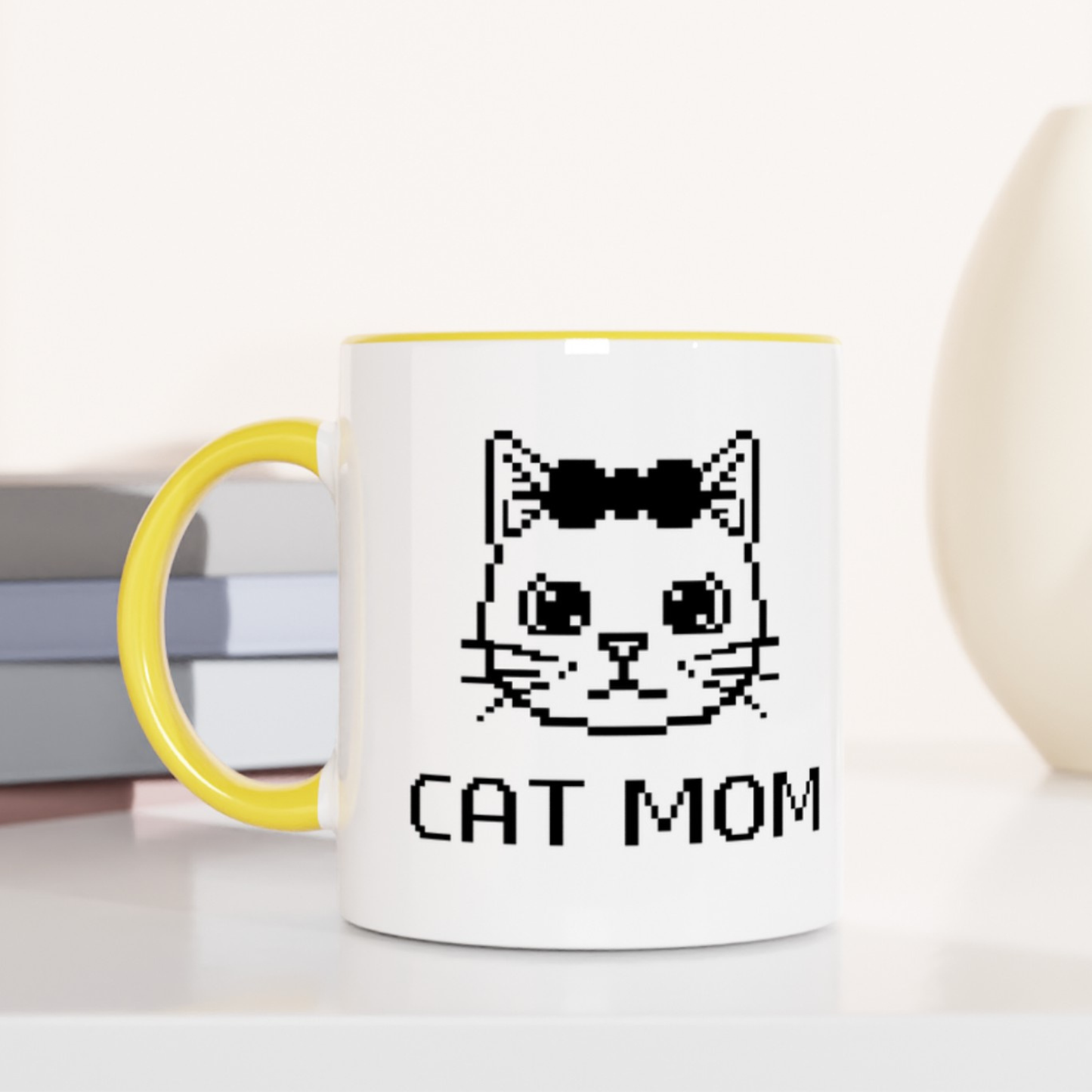 Pixel Cat Mom 11oz Ceramic Two Tone Mug