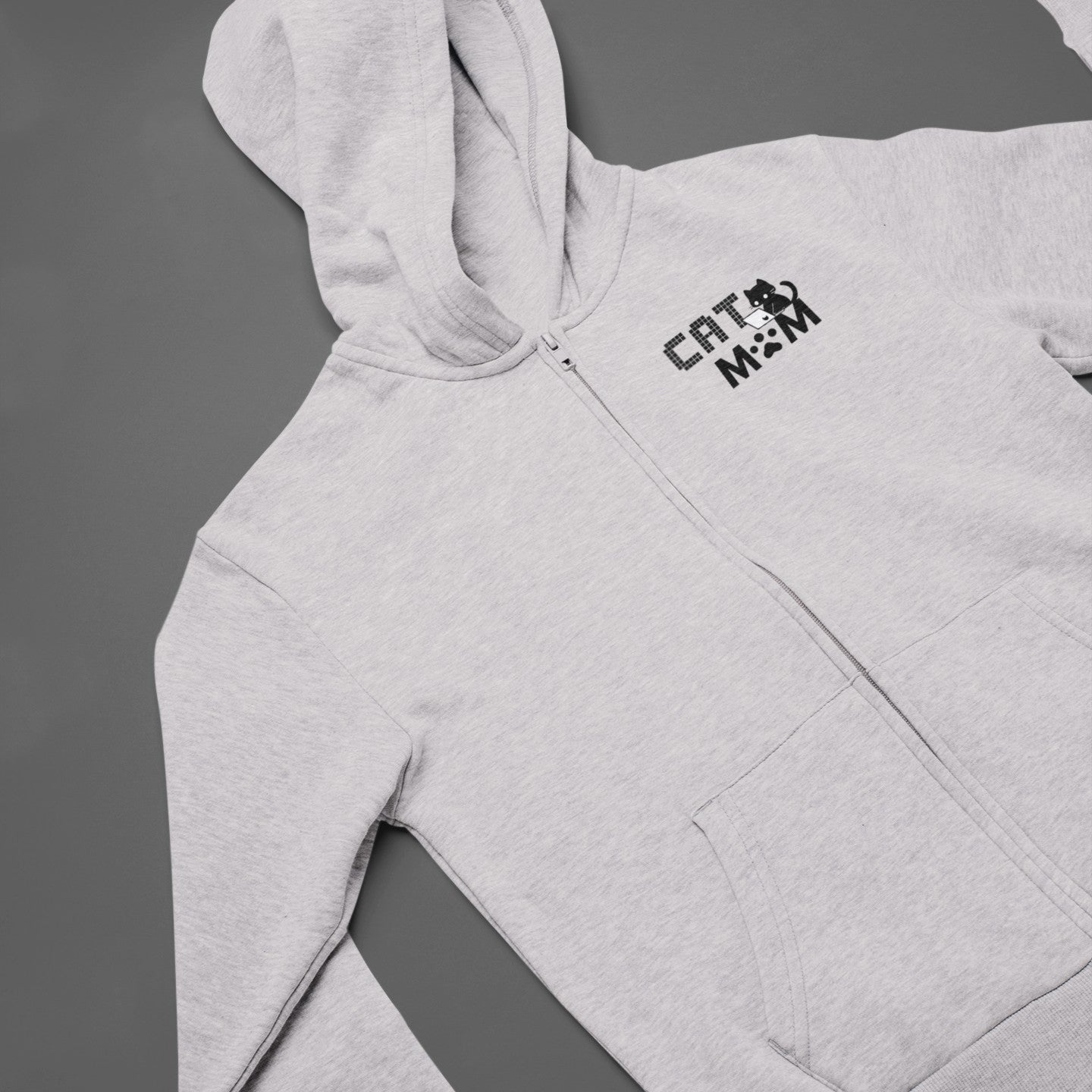 Coding Cat Mom Pocket Style Zip Hoodie