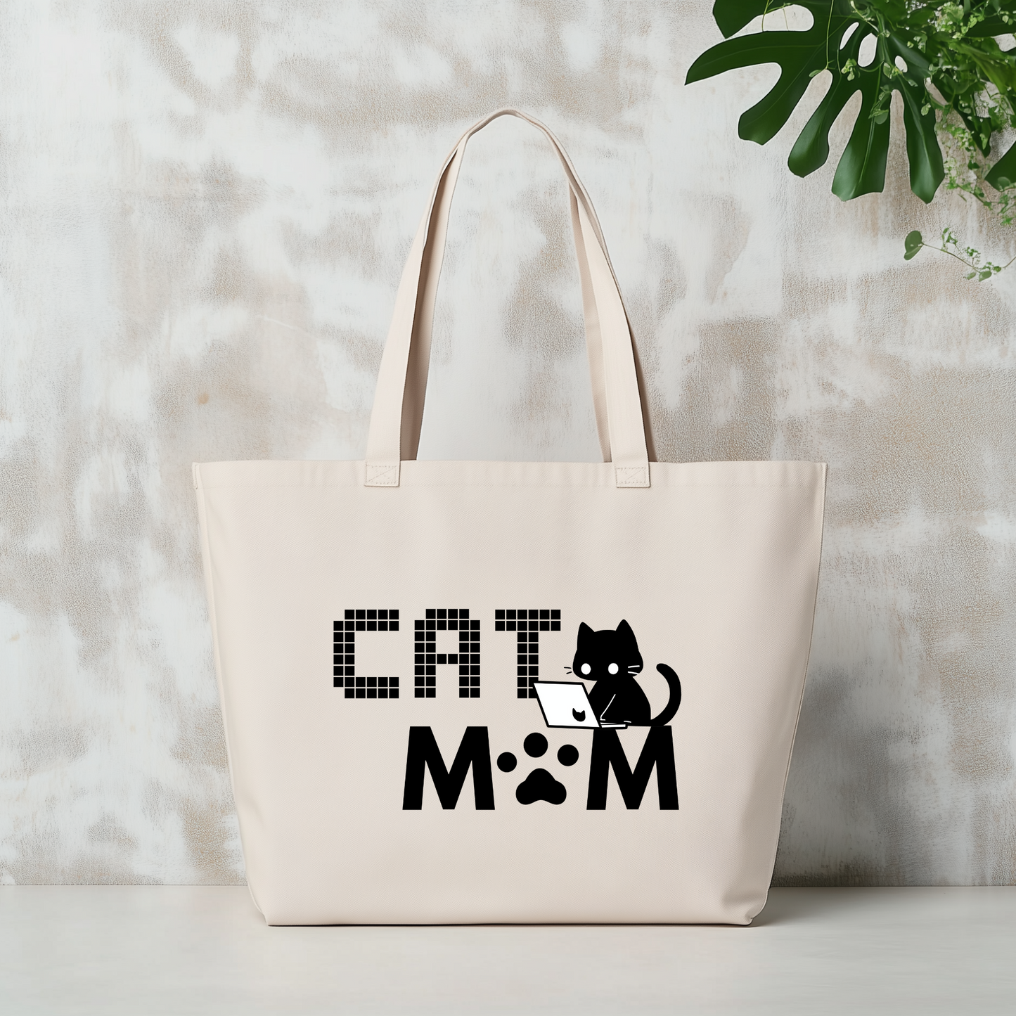 Coding Cat Mom jumbo tote bag