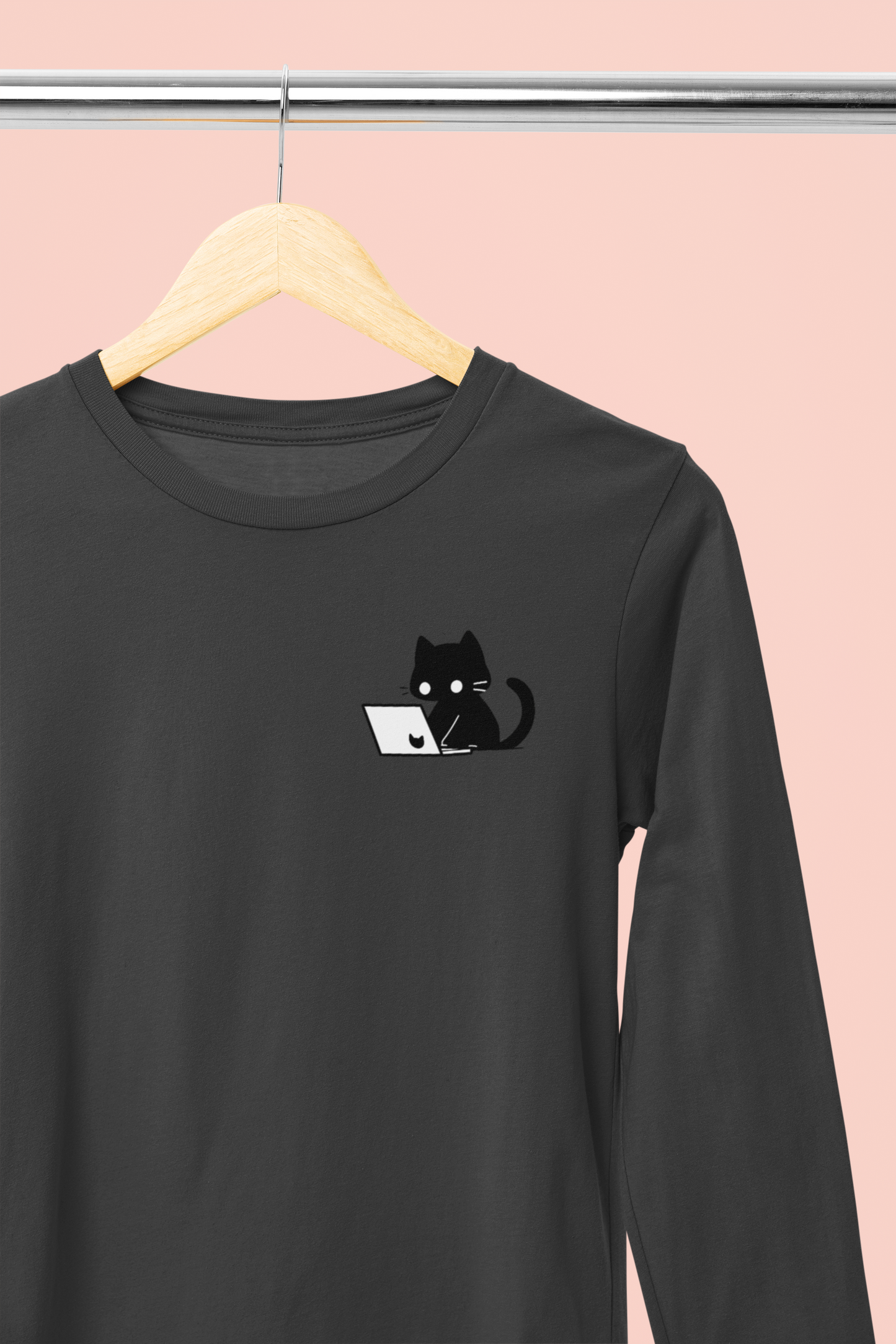 Nerdy Black Cat Longsleeve Tee