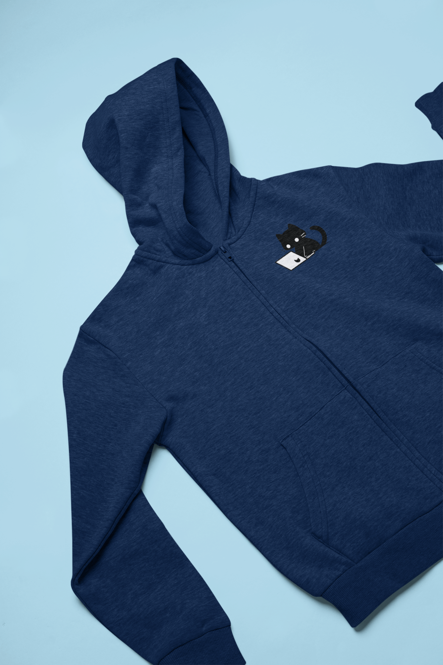 Nerdy Black Cat Zip Hoodie