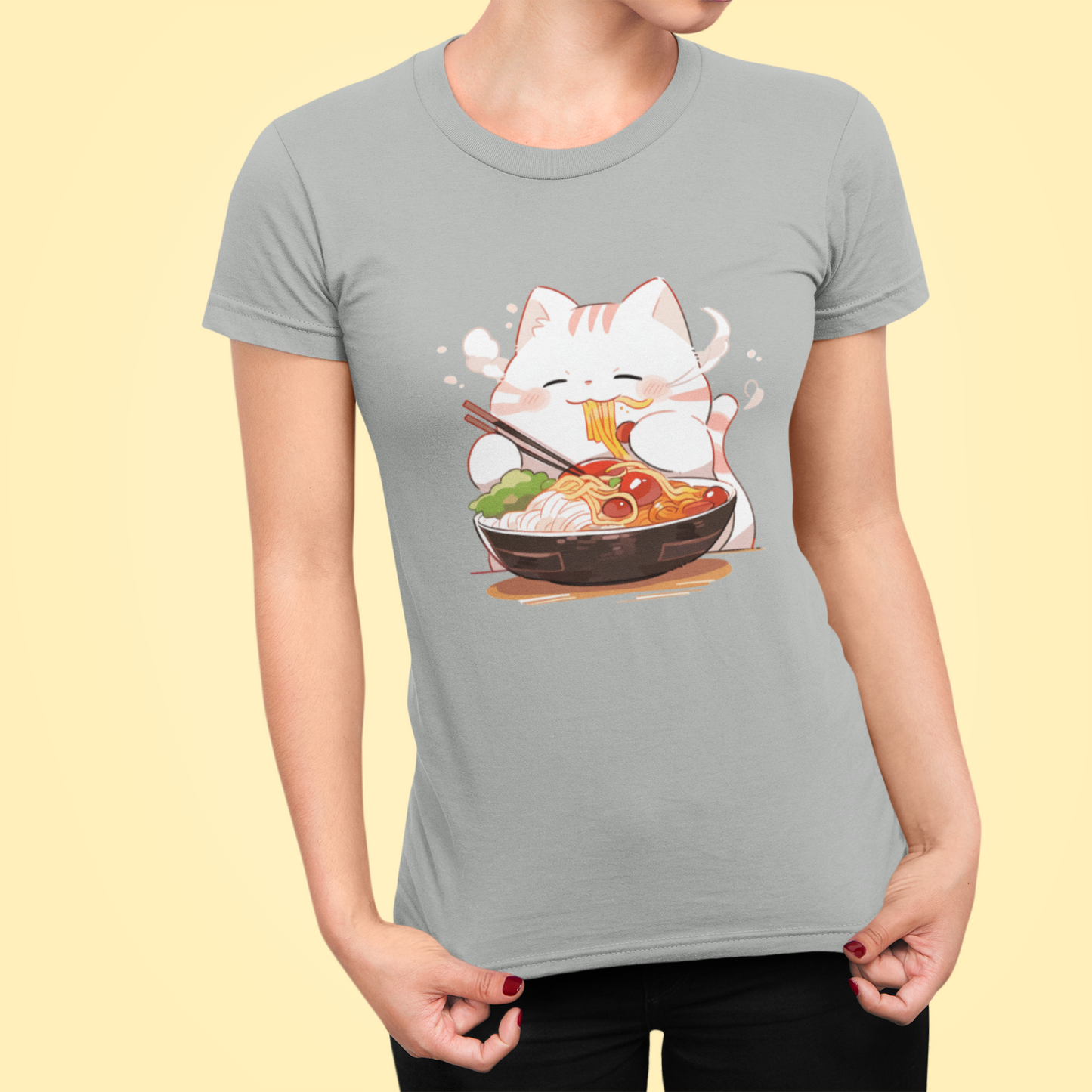 Happy Cat Ramen Feast Women’s Slim Fit Tee