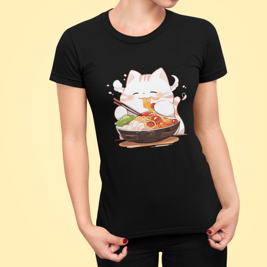 Happy Cat Ramen Feast Women’s Slim Fit Tee