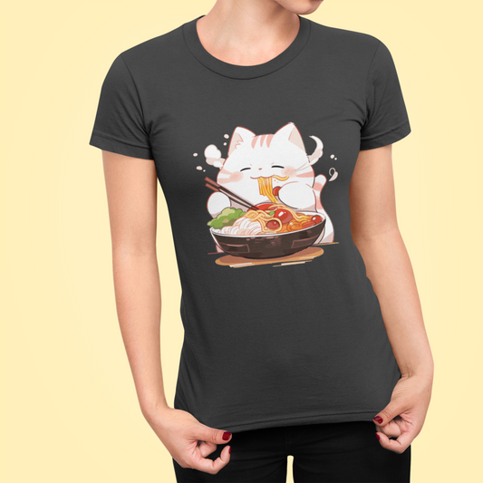 Happy Cat Ramen Feast Women’s Slim Fit Tee