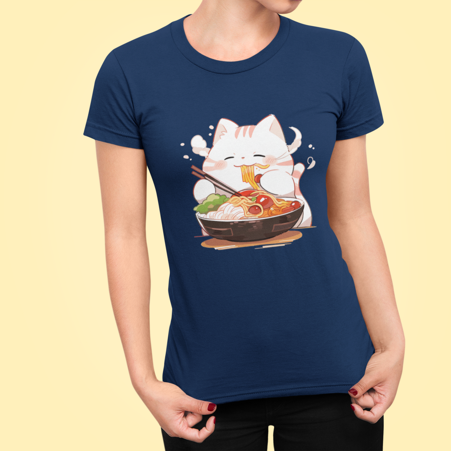 Happy Cat Ramen Feast Women’s Slim Fit Tee