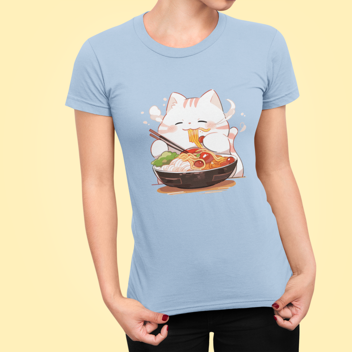 Happy Cat Ramen Feast Women’s Slim Fit Tee