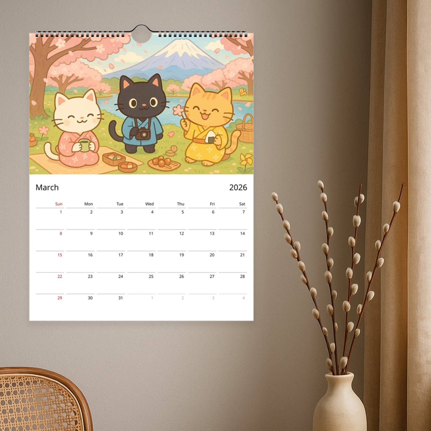OsakaCat 2026 Wall Calendar