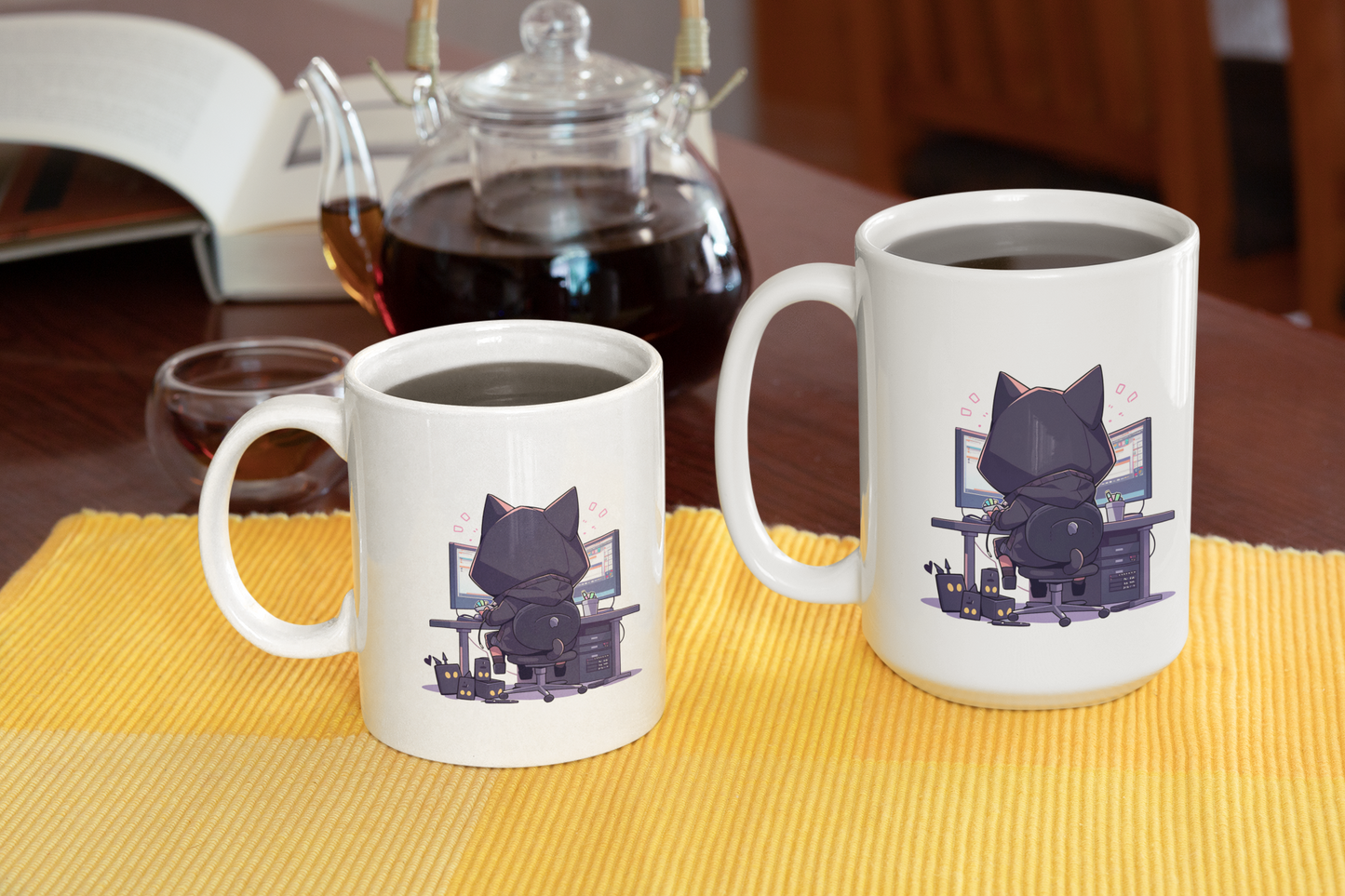 Geek Cat Hacker Coffee Mug