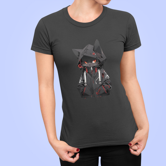 Midnight Hacker Cat Women’s Slim Fit Tee