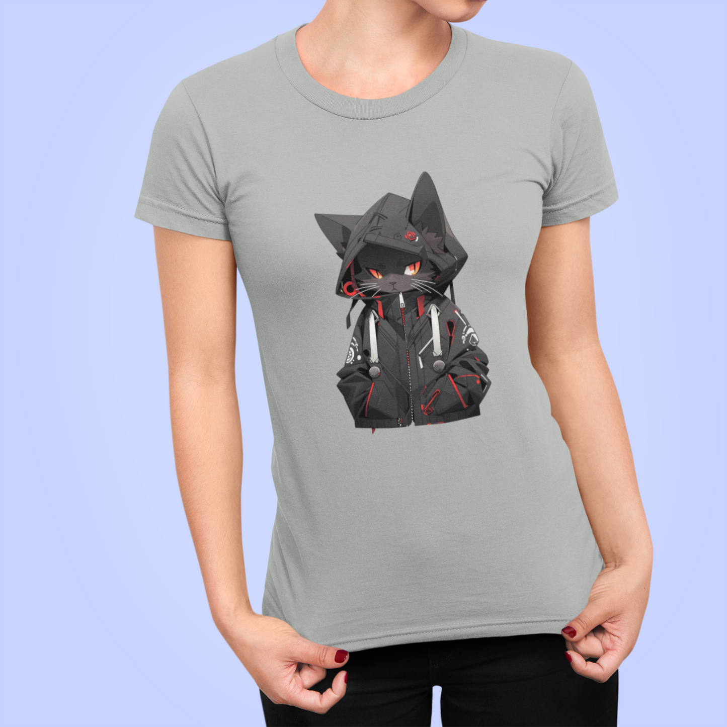 Midnight Hacker Cat Women’s Slim Fit Tee