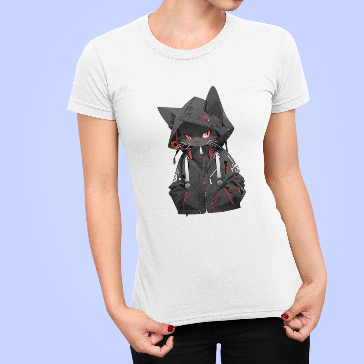 Midnight Hacker Cat Women’s Slim Fit Tee