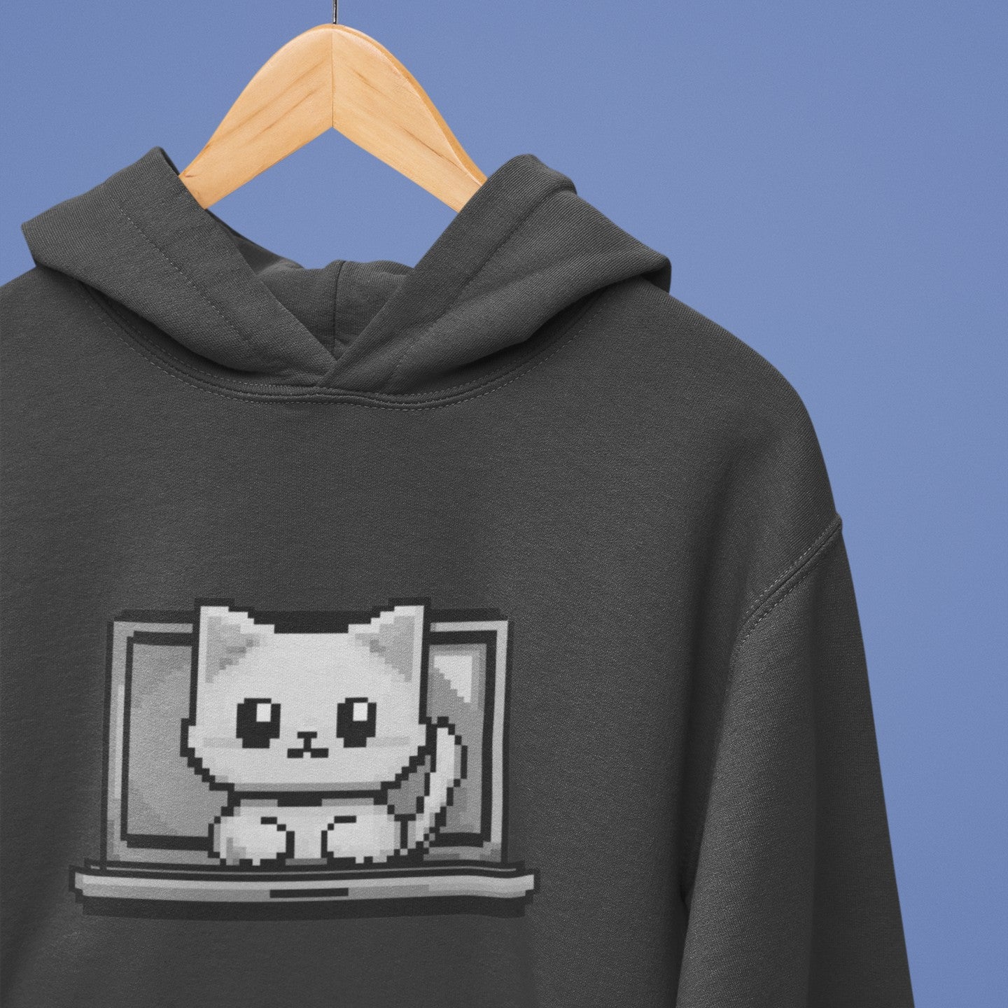 Pixel Laptop Cat Hoodie