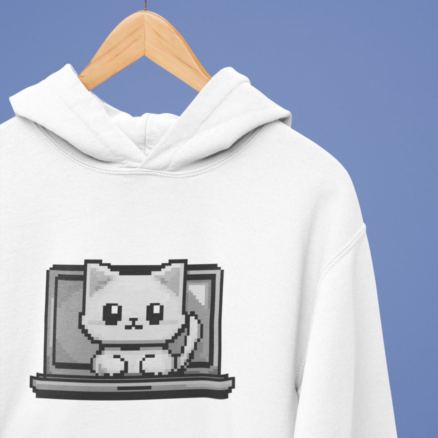 Pixel Laptop Cat Hoodie