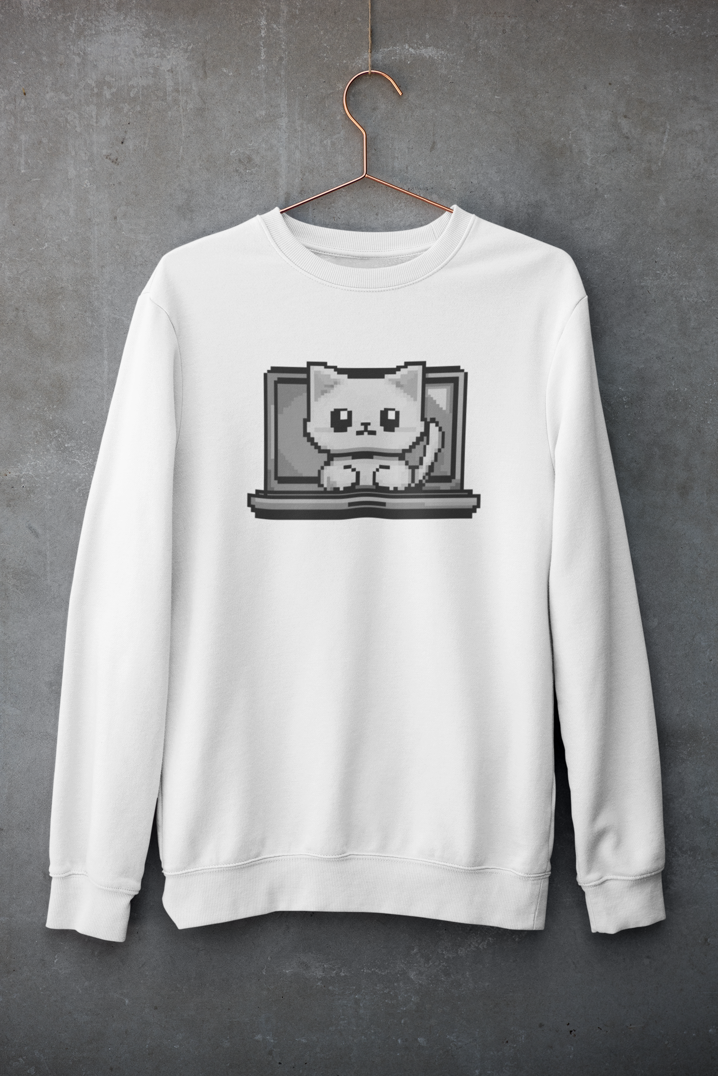 Pixel Laptop Cat Sweatshirt