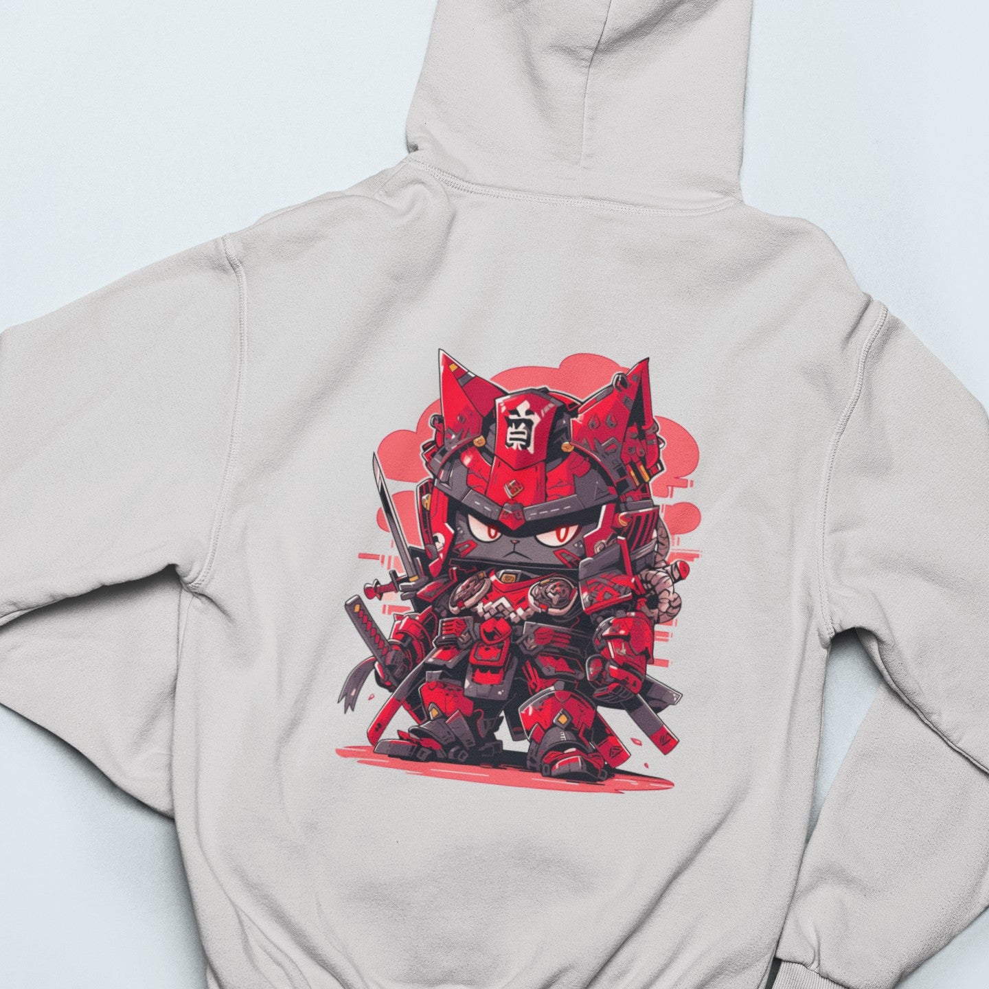 Mechanical Meowster: Samurai Cat Robot Zip Hoodie