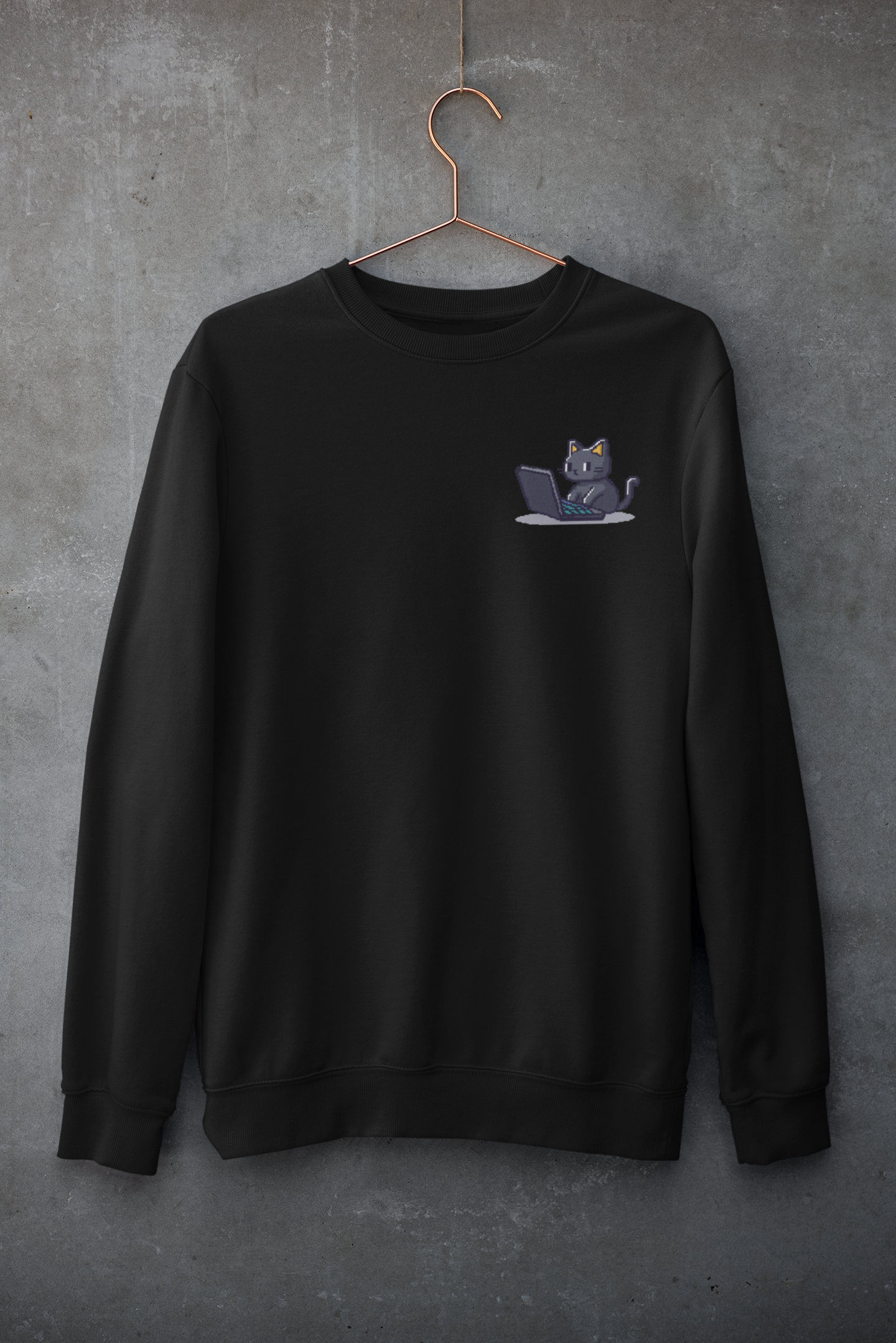 Pixel Coding Cat Pocket Style Sweatshirt
