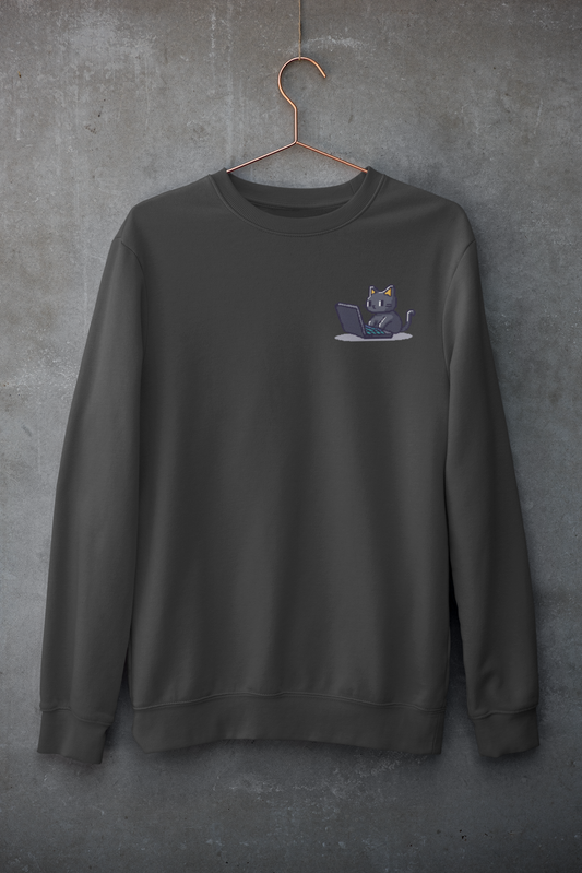 Pixel Coding Cat Pocket Style Sweatshirt