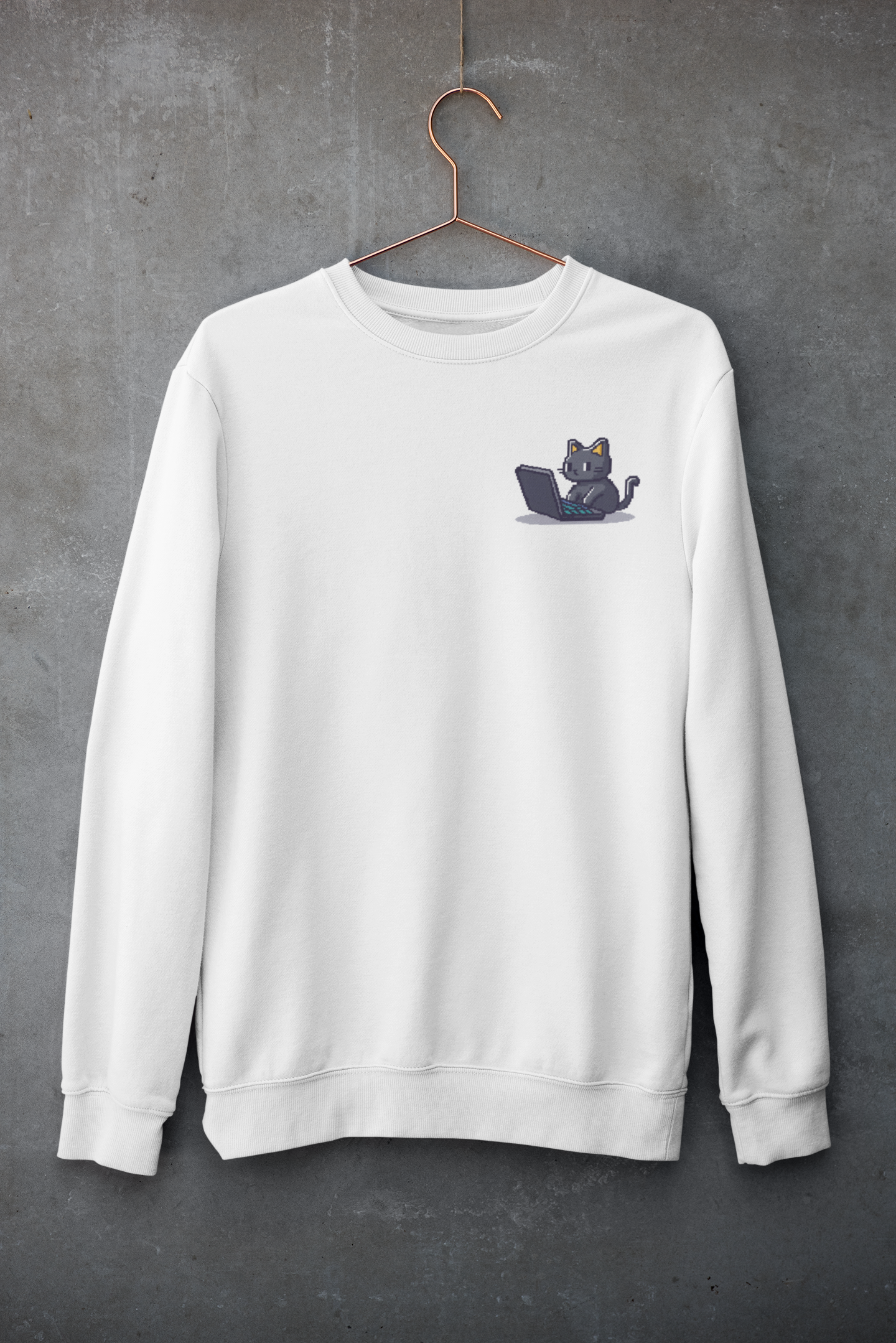 Pixel Coding Cat Pocket Style Sweatshirt