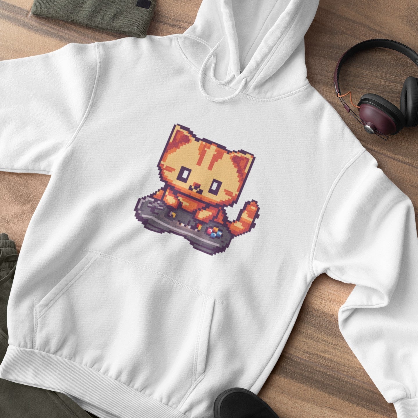 Pixel Gamer Cat Hoodie